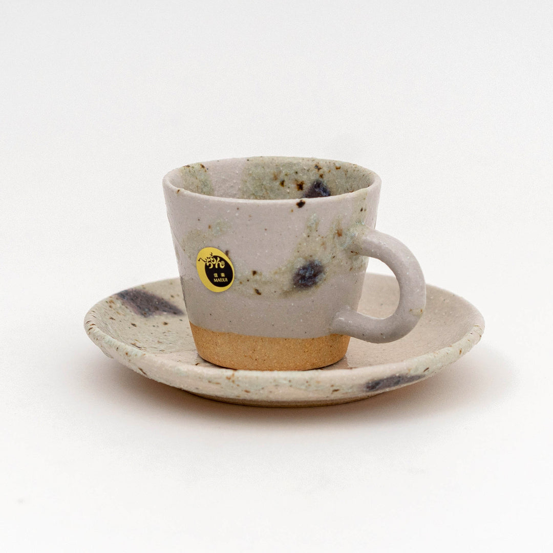 Japanese Shigaraki Ware Handmade Coffee Cup and Saucer Gift Set