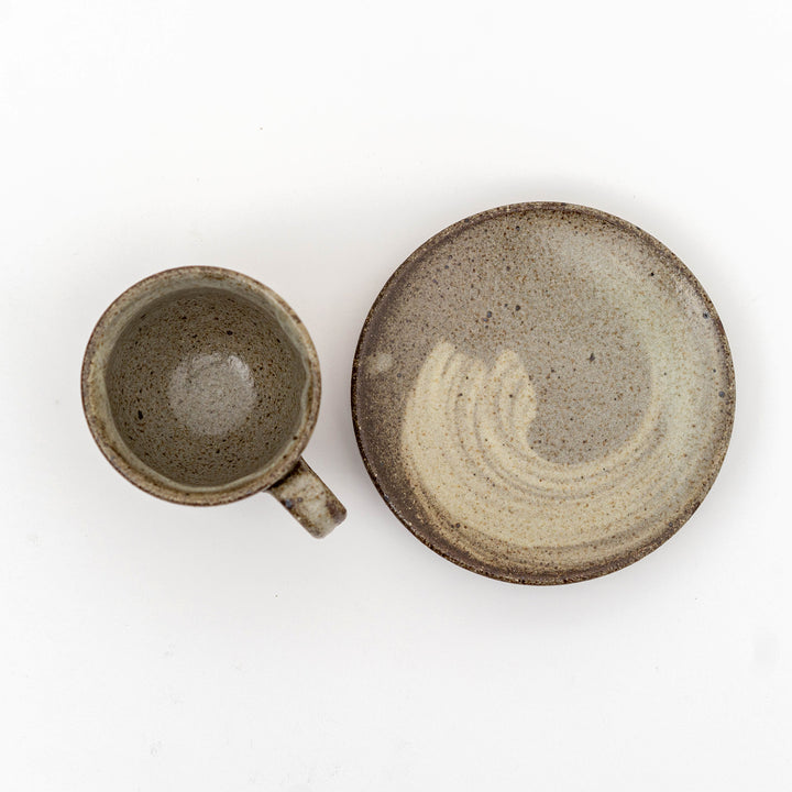 Shigaraki Ware Handmade Wabi Sabi Coffee Tea Cup and Saucer Gift Set