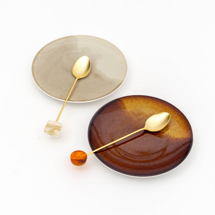 Takakuwa Kinzoku Cutlery Acrylic Amber Cutlery Stainless Tea spoon and fork Made in Japan