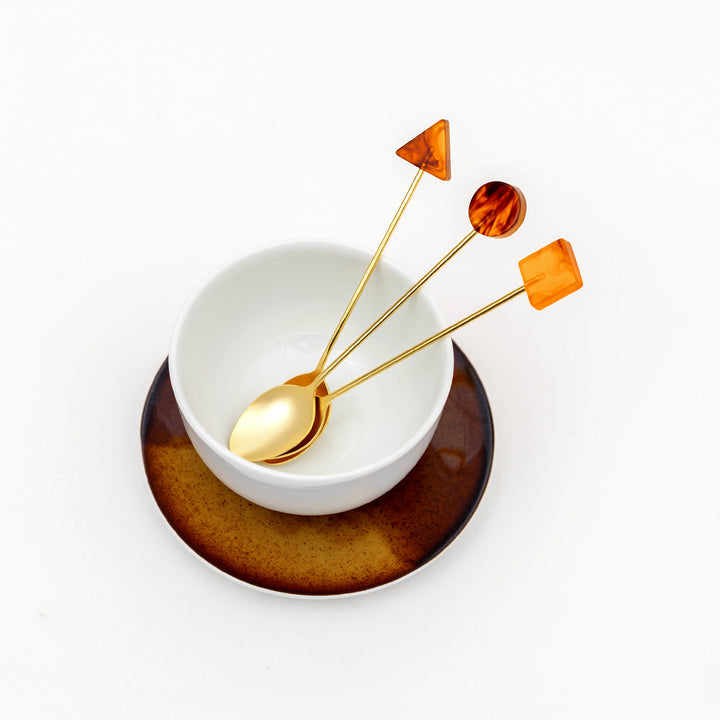 Takakuwa Kinzoku Cutlery Acrylic Amber Cutlery Stainless Tea spoon and fork Made in Japan