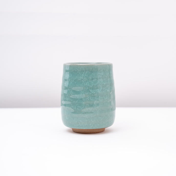 Japanese Handmade Mino Ware Green Tea Cup with Beautiful Crackle Pattern