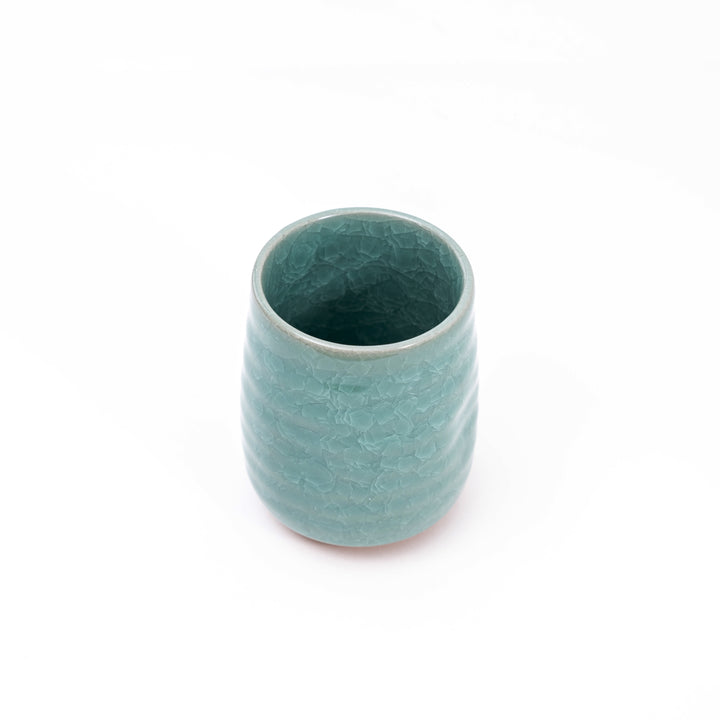 Japanese Handmade Mino Ware Green Tea Cup with Beautiful Crackle Pattern