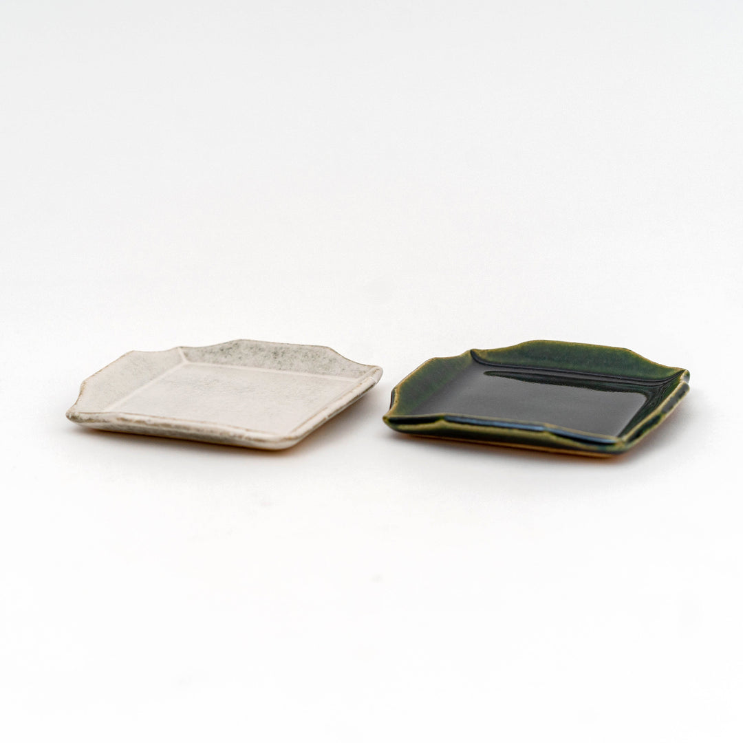 Mino Yaki Handcrafted Juzan Gama Kiln - Square Small Plate 4Pcs Gift Set