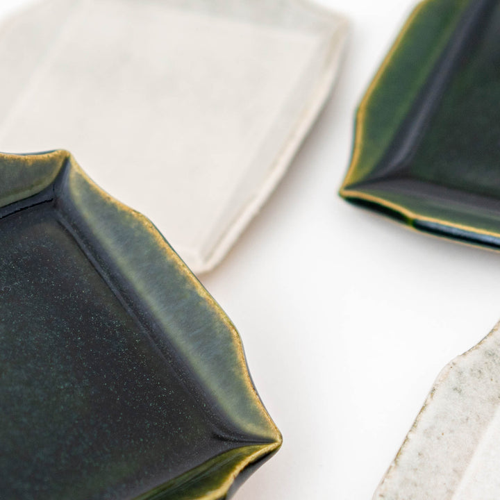 Mino Yaki Handcrafted Juzan Gama Kiln - Square Small Plate 4Pcs Gift Set