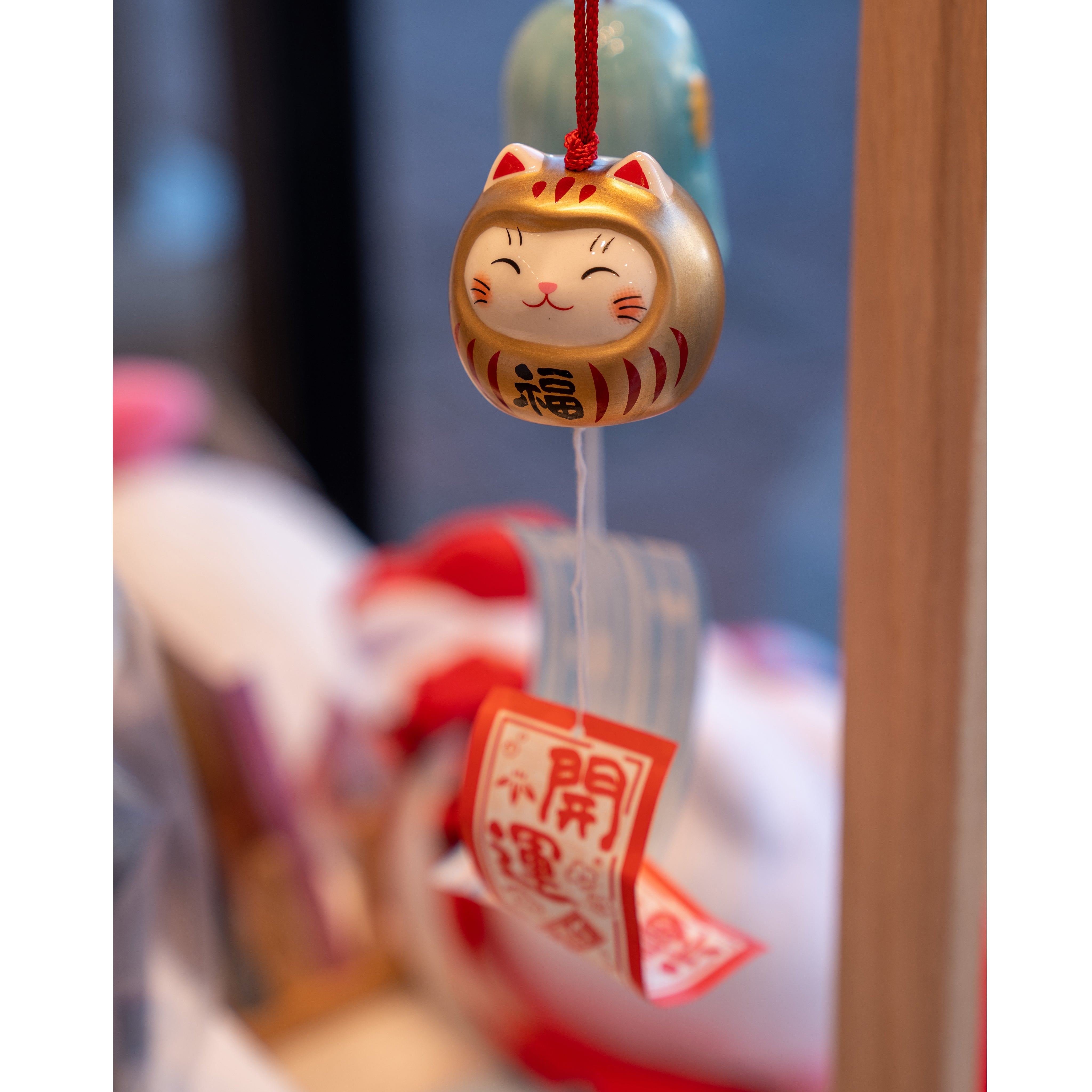 Yakushi Kiln - Gold Lucky Cat Daruma Wind Chime – Great Zakka