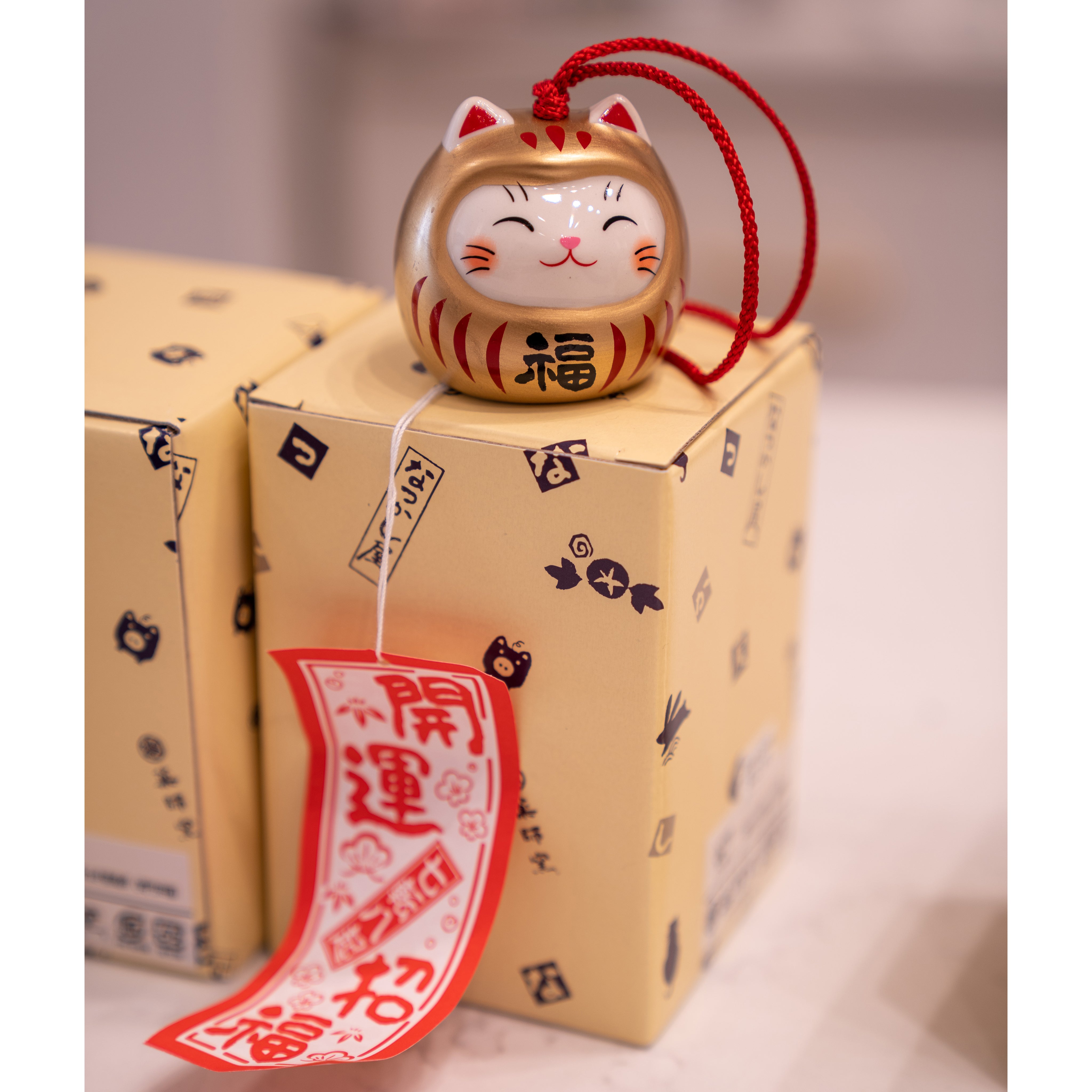 Yakushi Kiln - Gold Lucky Cat Daruma Wind Chime – Great Zakka