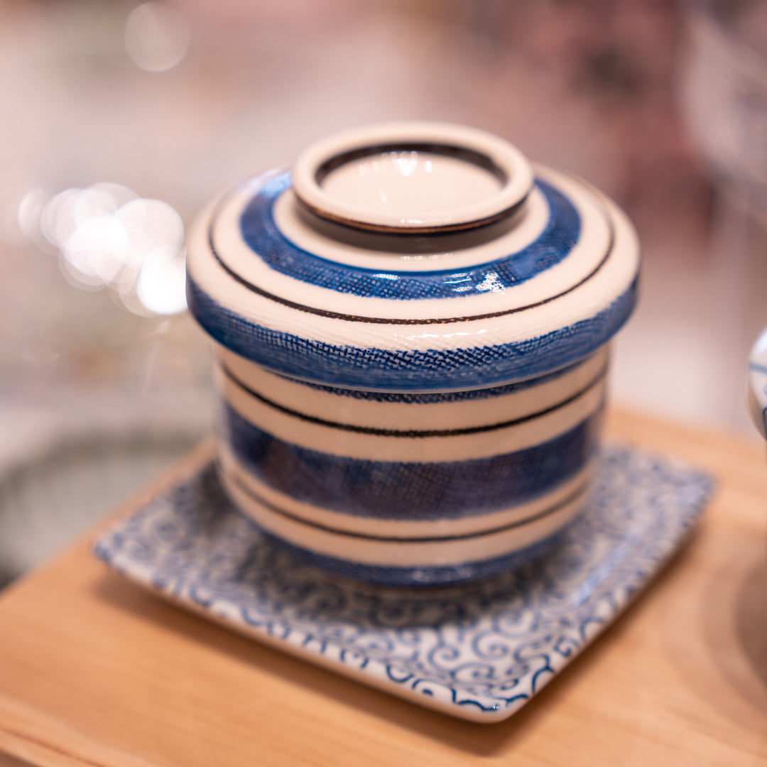 Handmade Seto Blue Chawanmushi Cup