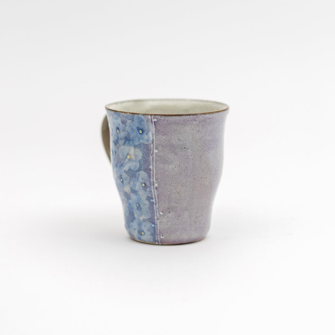 Mino Ware Handmade Irregular Shape Kohiki Flower Mug - Purple