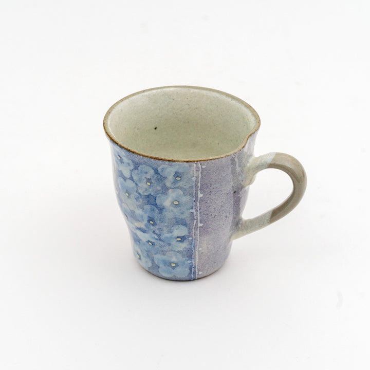 Mino Ware Handmade Irregular Shape Kohiki Flower Mug - Purple