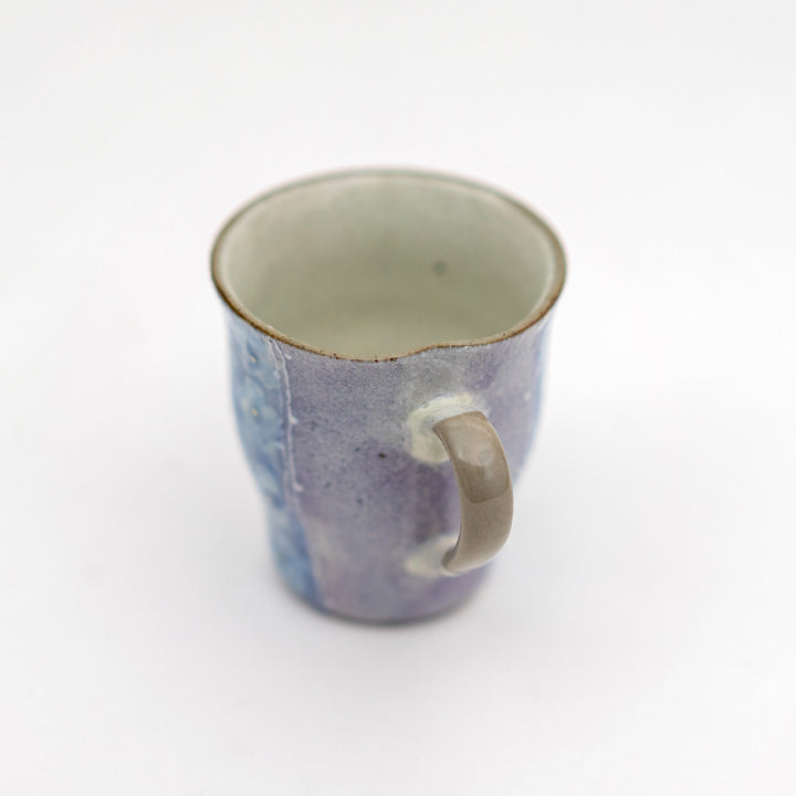Mino Ware Handmade Irregular Shape Kohiki Flower Mug - Purple