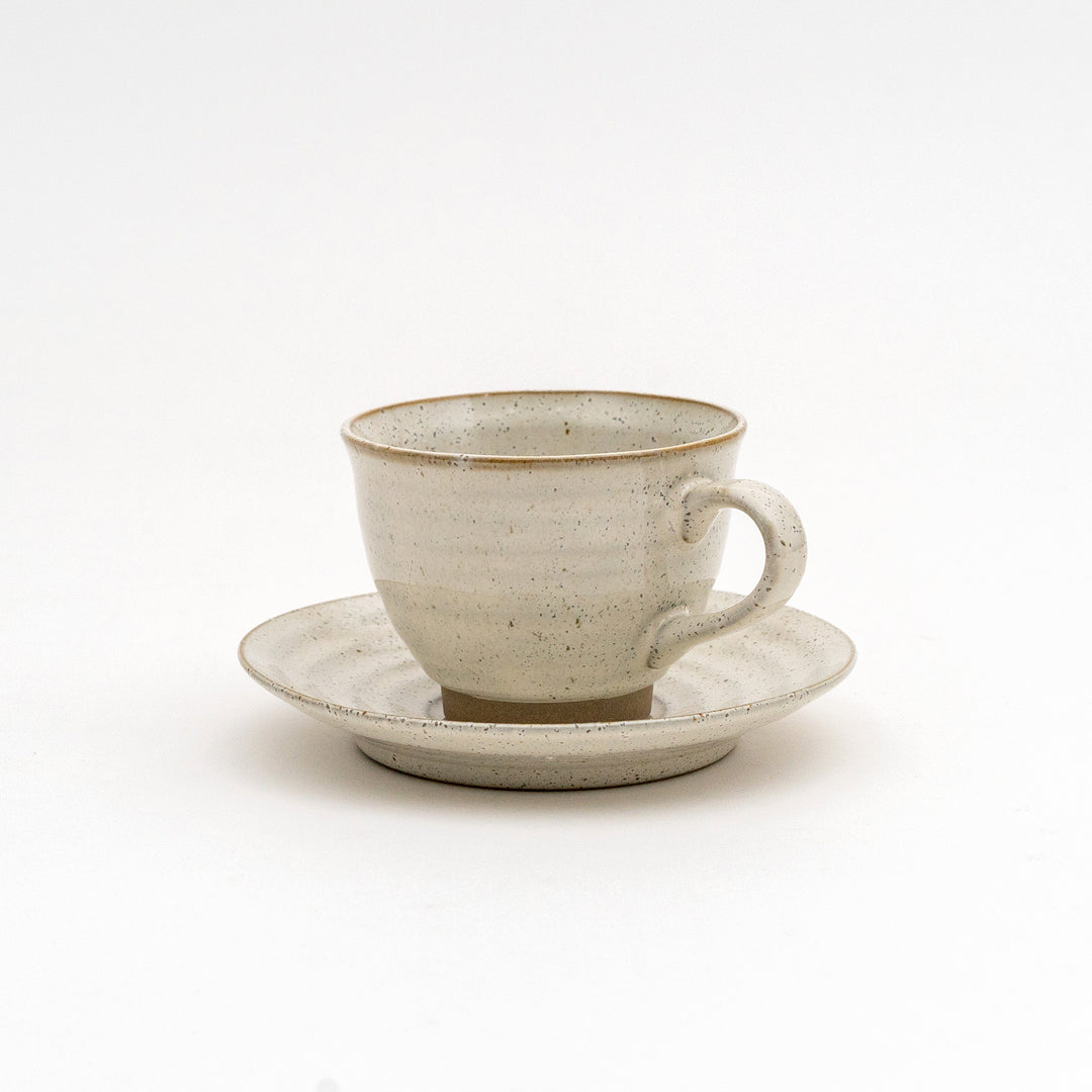 Mino Ware Handmade Coffee Cup and Saucer - Kohiki