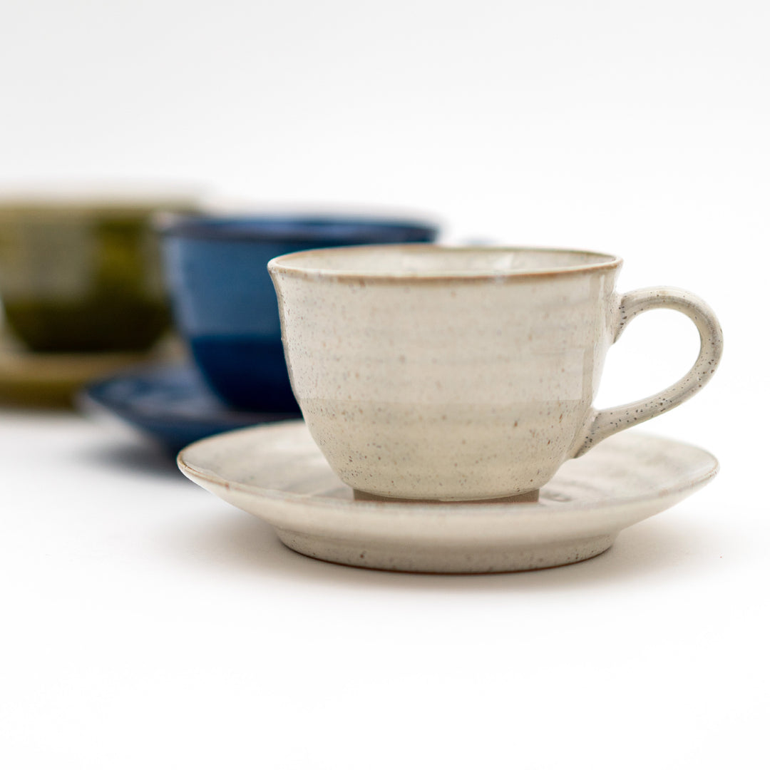Mino Ware Handmade Coffee Cup and Saucer - Kohiki