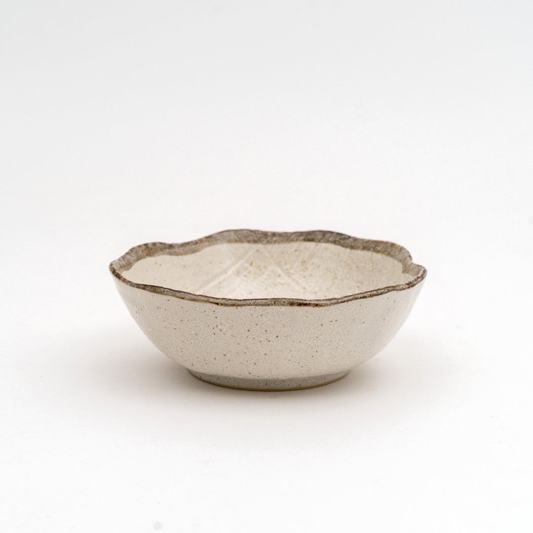 Handmade Textured Japanese Irregular Shape Bowl Mino Ware - Kohiki