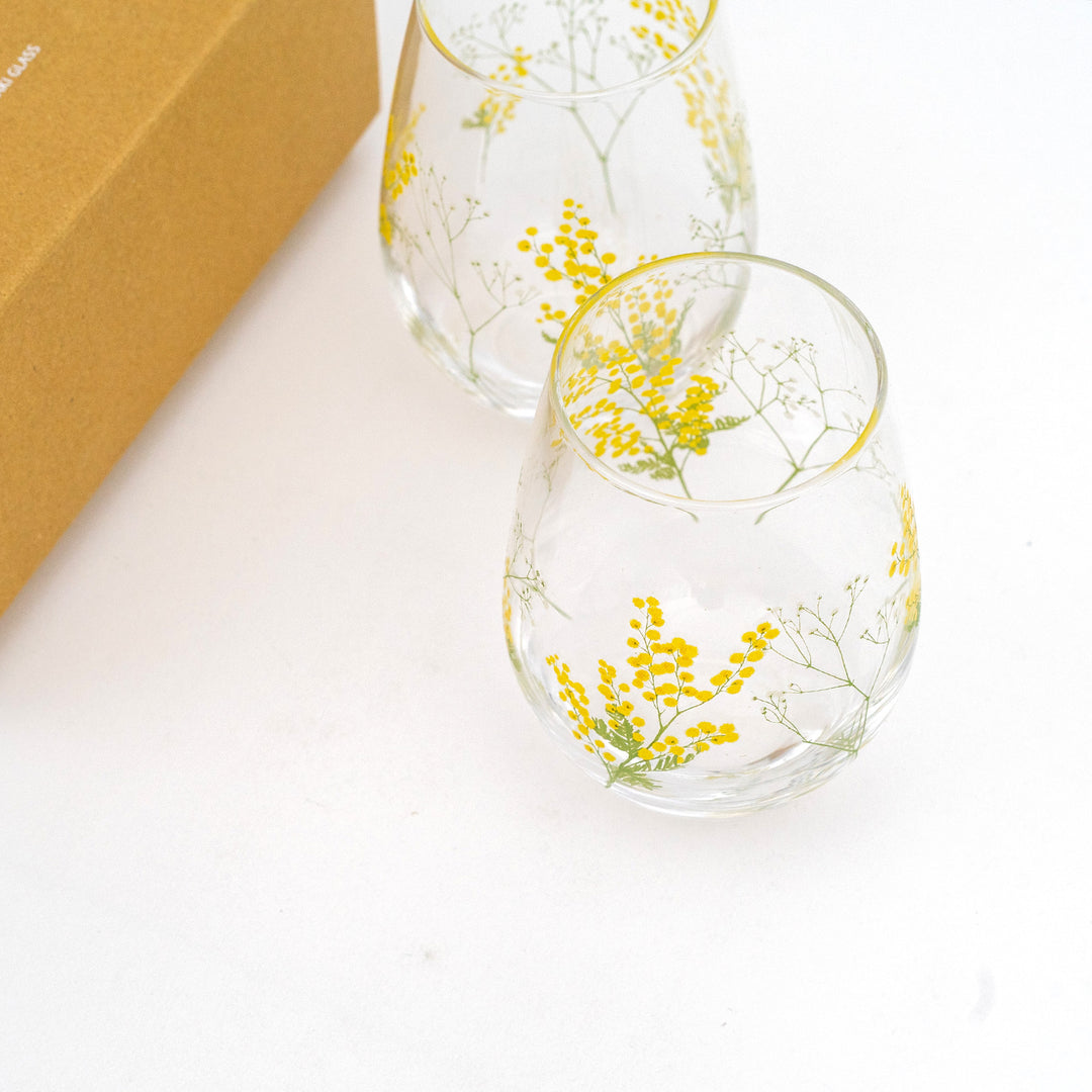 Toyo Sasaki Glass Hanafumi Mimosa Tumbler 360ml 2Pcs Gift Set