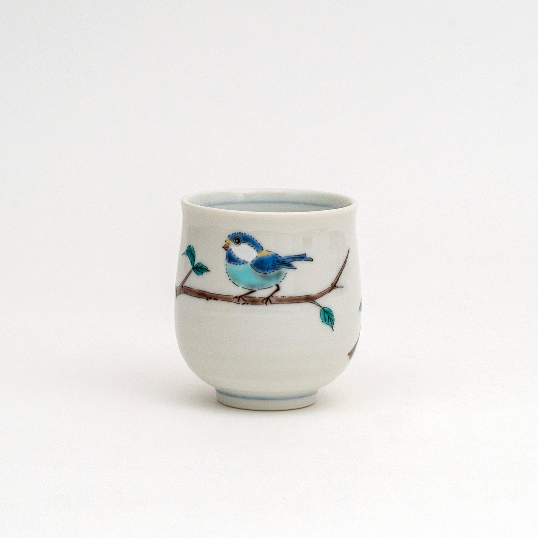 SEIKAGAMA Kutani Ware Handmade Yamagara（Varied Tit)  Japanese Tea Cup Bowl and Plate