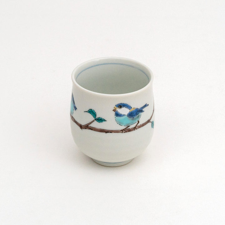 SEIKAGAMA Kutani Ware Handmade Yamagara（Varied Tit)  Japanese Tea Cup Bowl and Plate