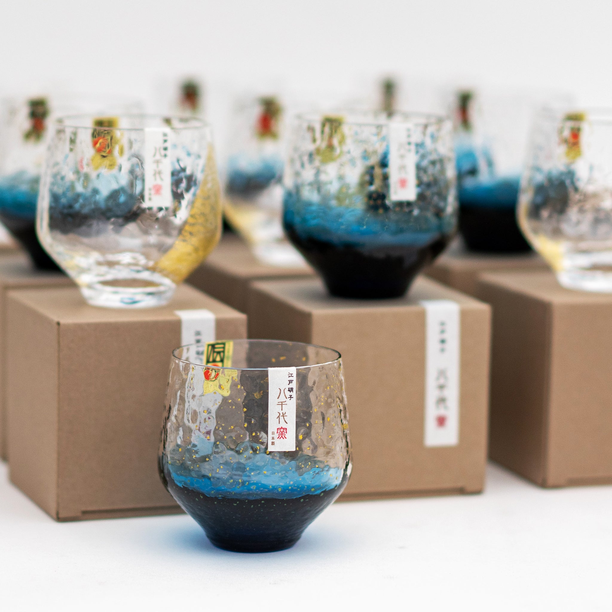 TOYO SASAKI Edo Glass Yachiyo Kiln Sake Cup Whiskey Glasses
