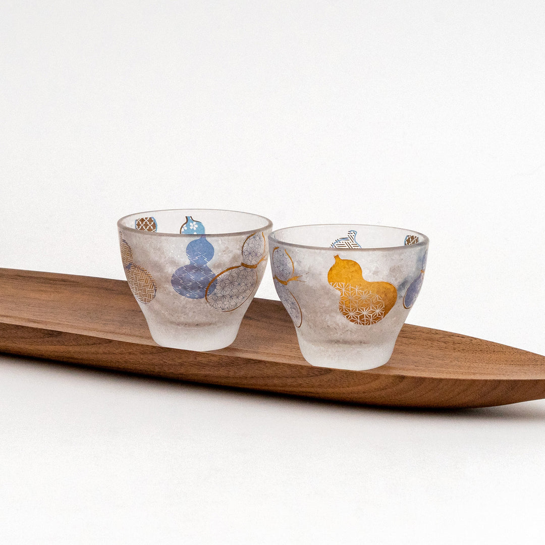 ADERIA Iced Flower Gourd Sake Glass Cup Gift Set