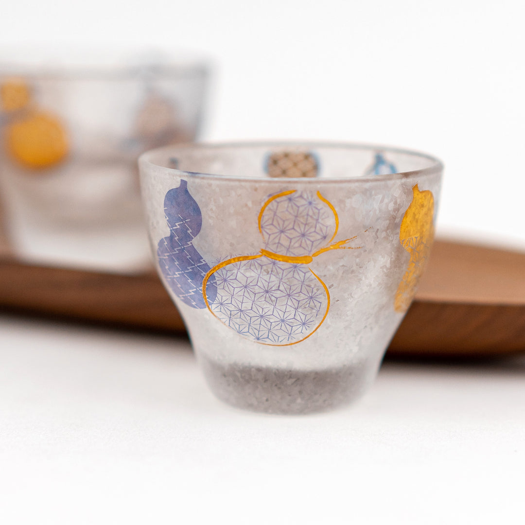 ADERIA Iced Flower Gourd Sake Glass Cup Gift Set