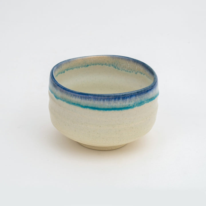 Mino Ware Handmade Matcha Bowl - White Blue