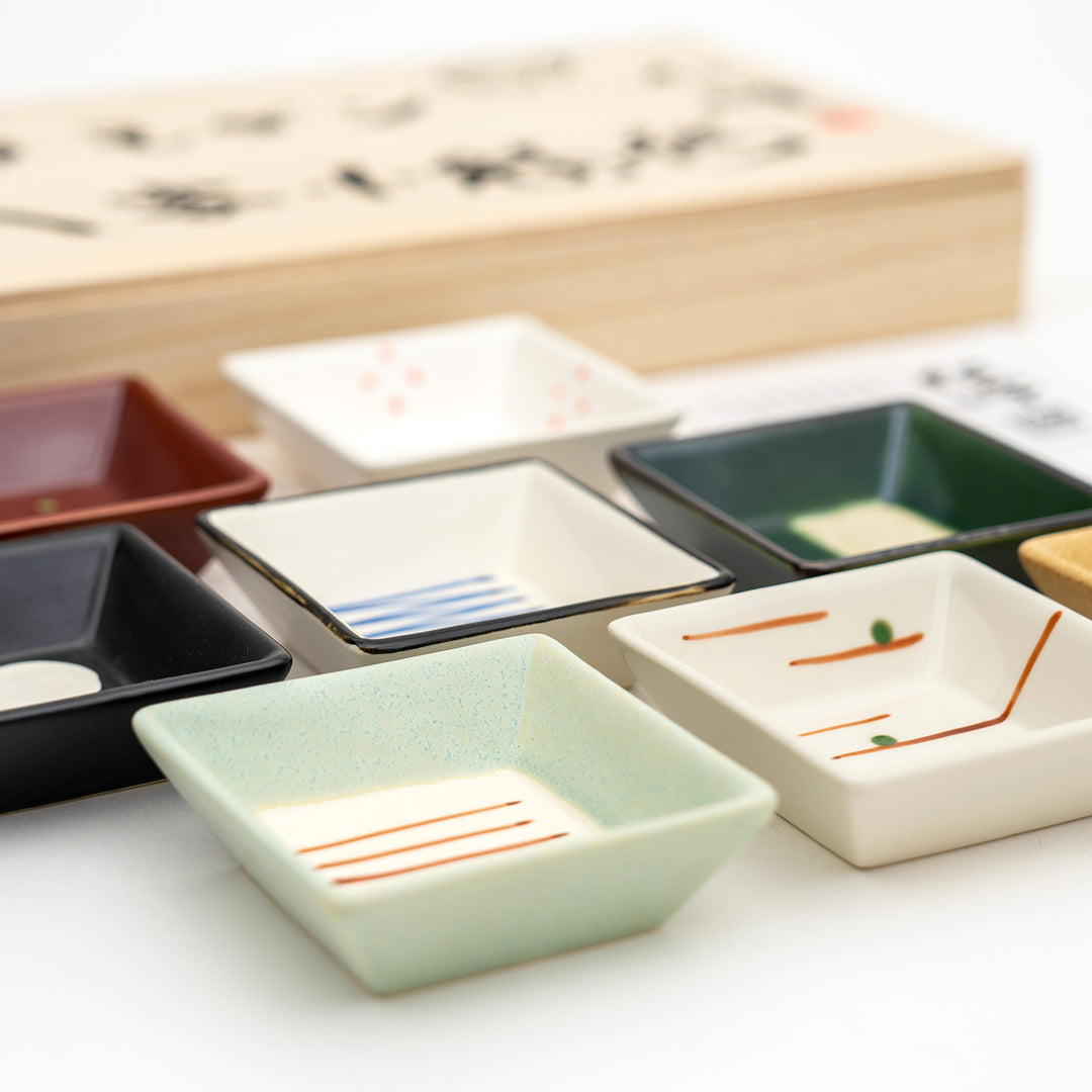 Mino Ware Small Square Dish 8Pcs Gift Set