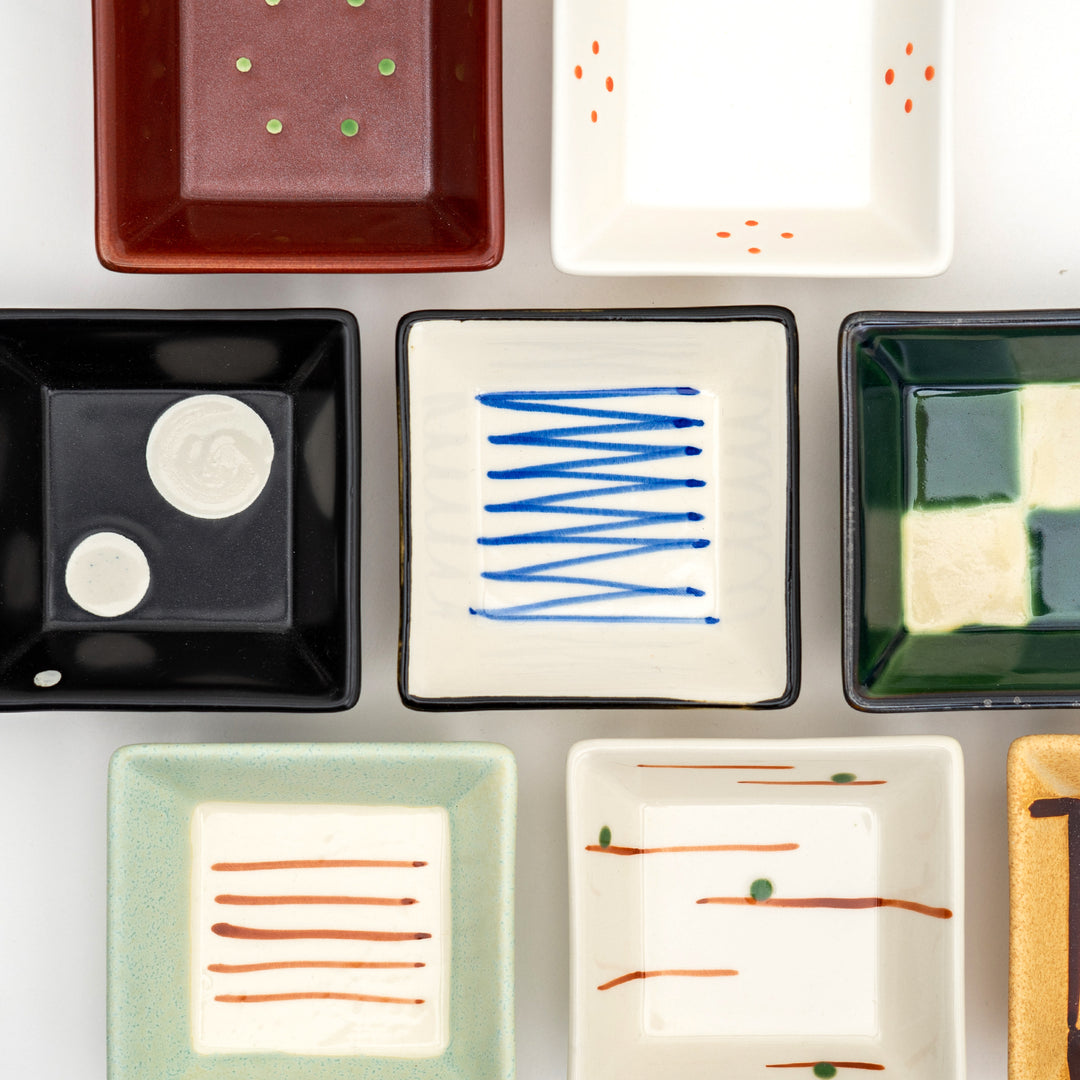 Mino Ware Small Square Dish 8Pcs Gift Set