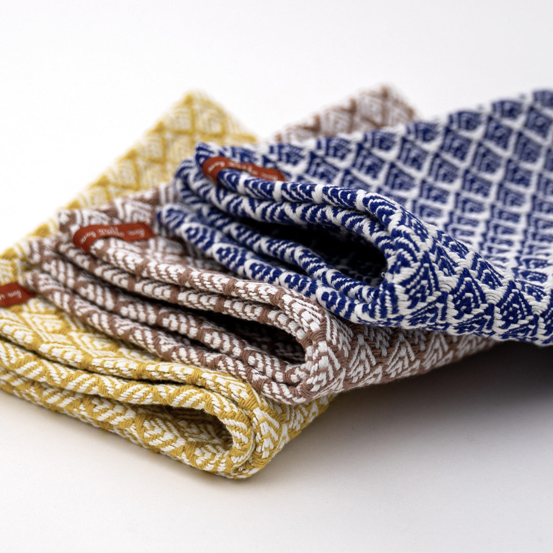 Cotton Woven Textured Placemat - Navy I Yellow I Khaki