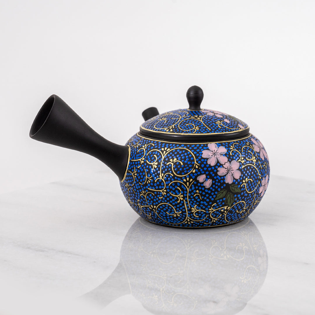 Kutani x Tokoname Ware Handmade Japanese Kyusu Sakura Teapot by Hirotaka Umehara