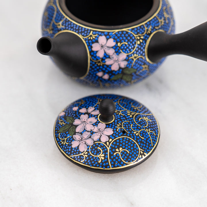 handpainted cherry blossom teapot kyusu