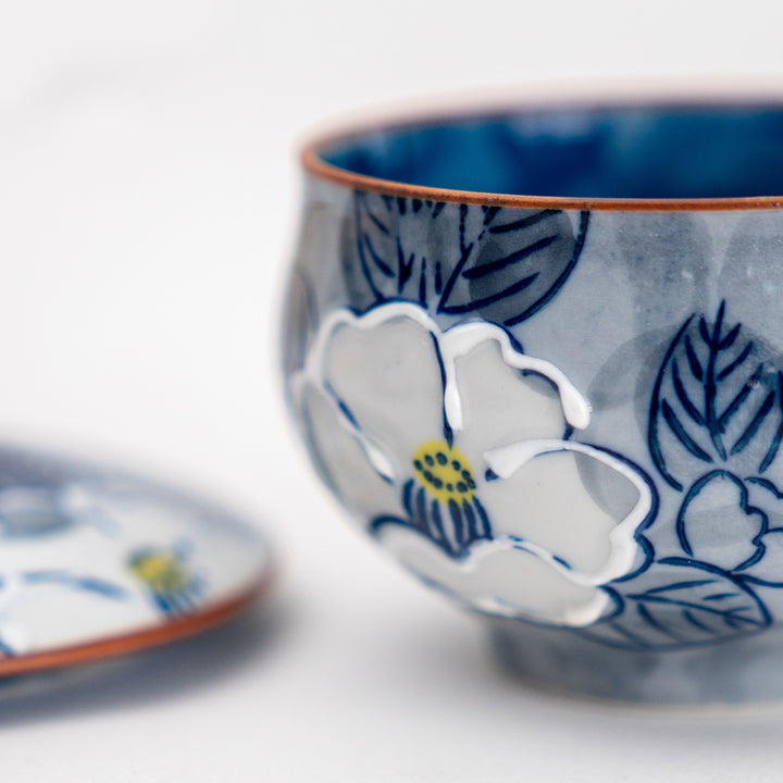 Arita Ware Handmade Flower Tea Cup with Lid Gfit Set 5Pcs