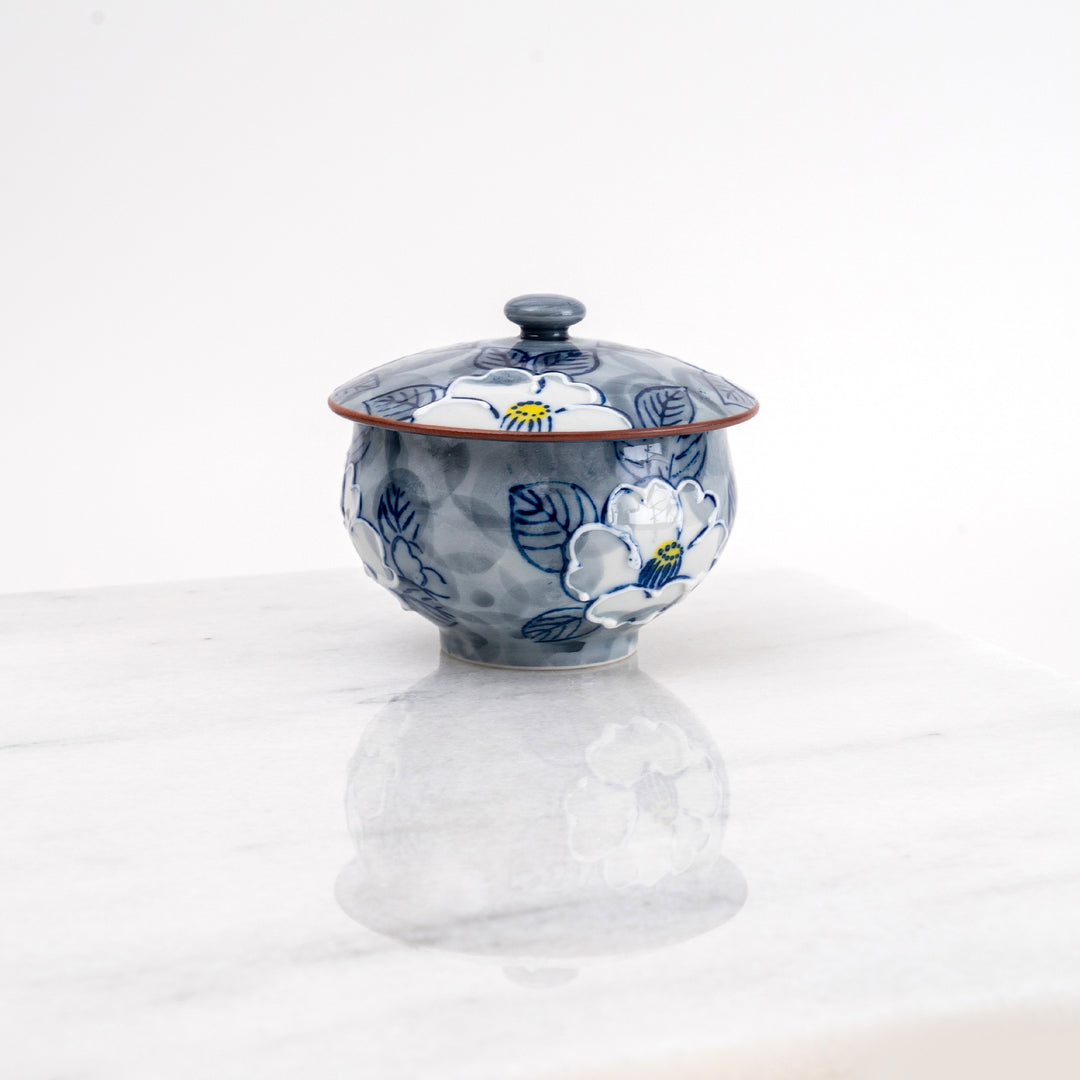 Arita Ware Handmade Flower Tea Cup with Lid Gfit Set 5Pcs
