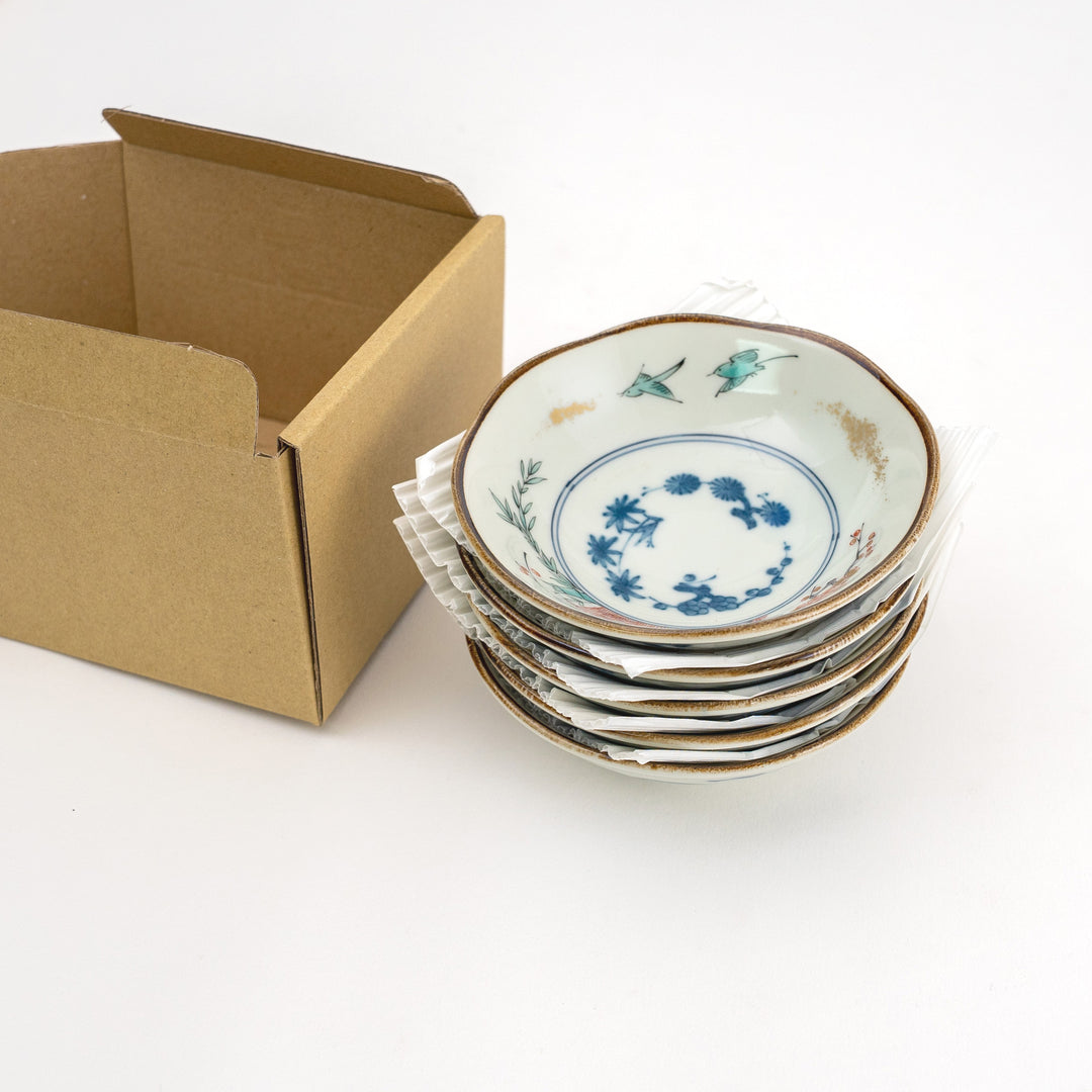 Japanese Somenishiki Imari Ware Small Dish Gift Set 5Pcs