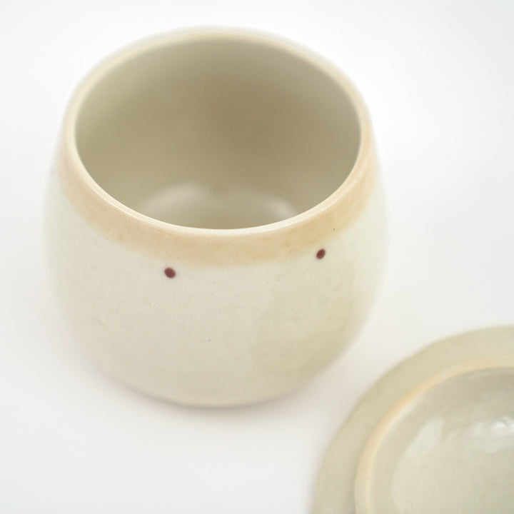 Mino Ware Handmade Chawan-Mushi Grey Dots / Blue Dots