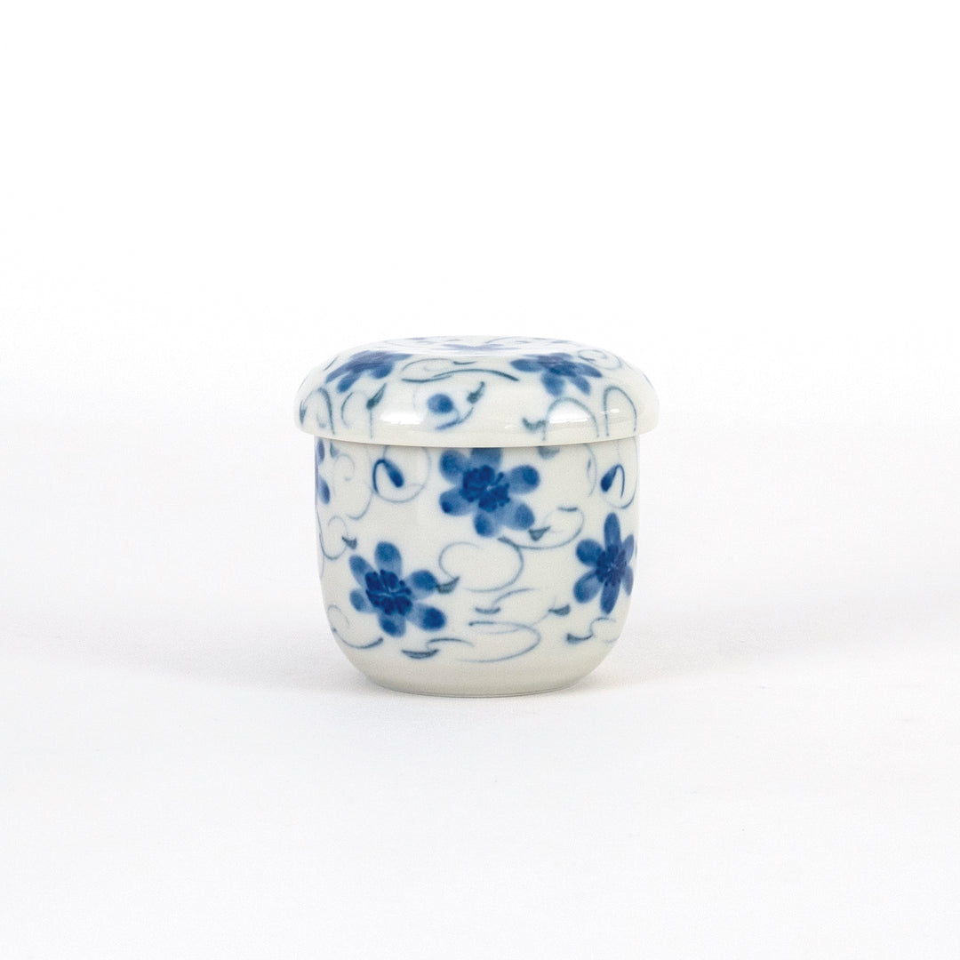Japanese Chawanmushi Custard Bowl Cup 3.25"D Porcelain Blue Floral