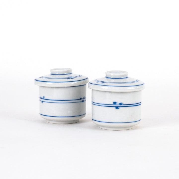 Japanese White Porcelain Lines Chawanmushi Custard Bowl Cup Small