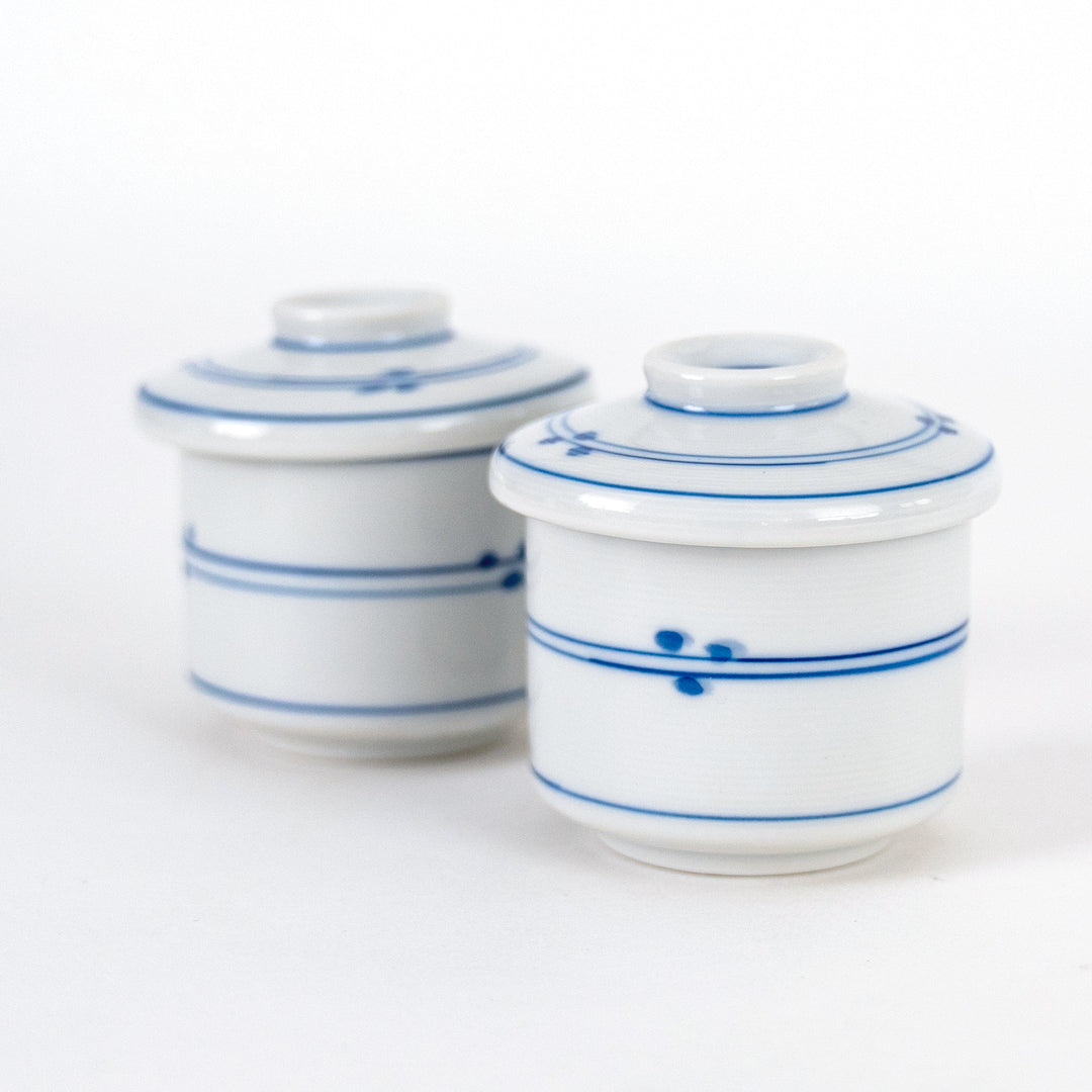 Japanese White Porcelain Lines Chawanmushi Custard Bowl Cup Small
