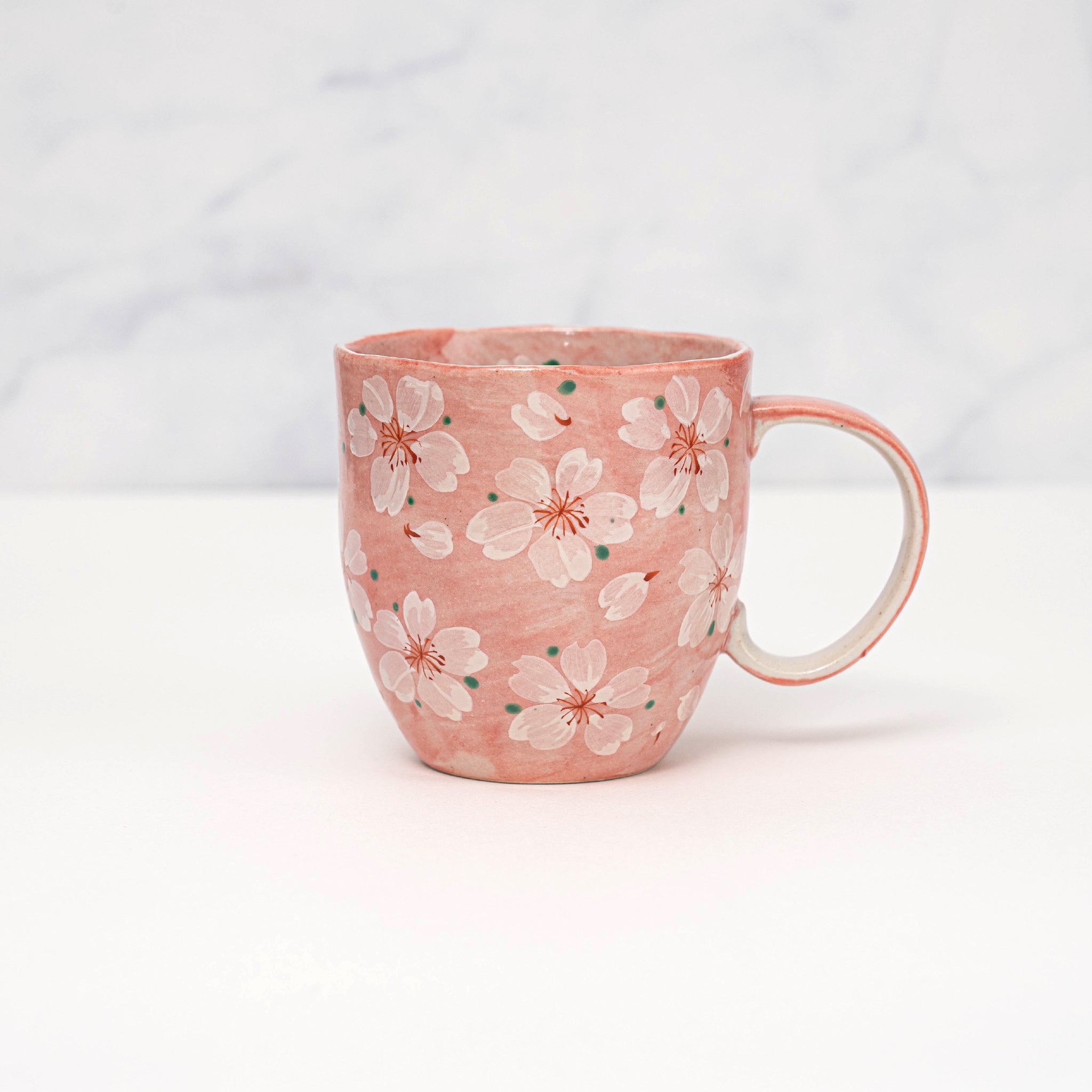 ⑦桜【pink*flower*happiness】春の訪れ シーグラスアート Hand-painted Yayoi-hana Sakura Pink Cherry Blossom Mug – Great Zakka