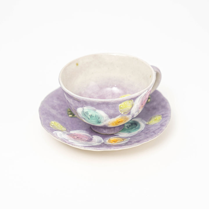 Handcrafted Floral Coffee Cup and Saucer Gift Set