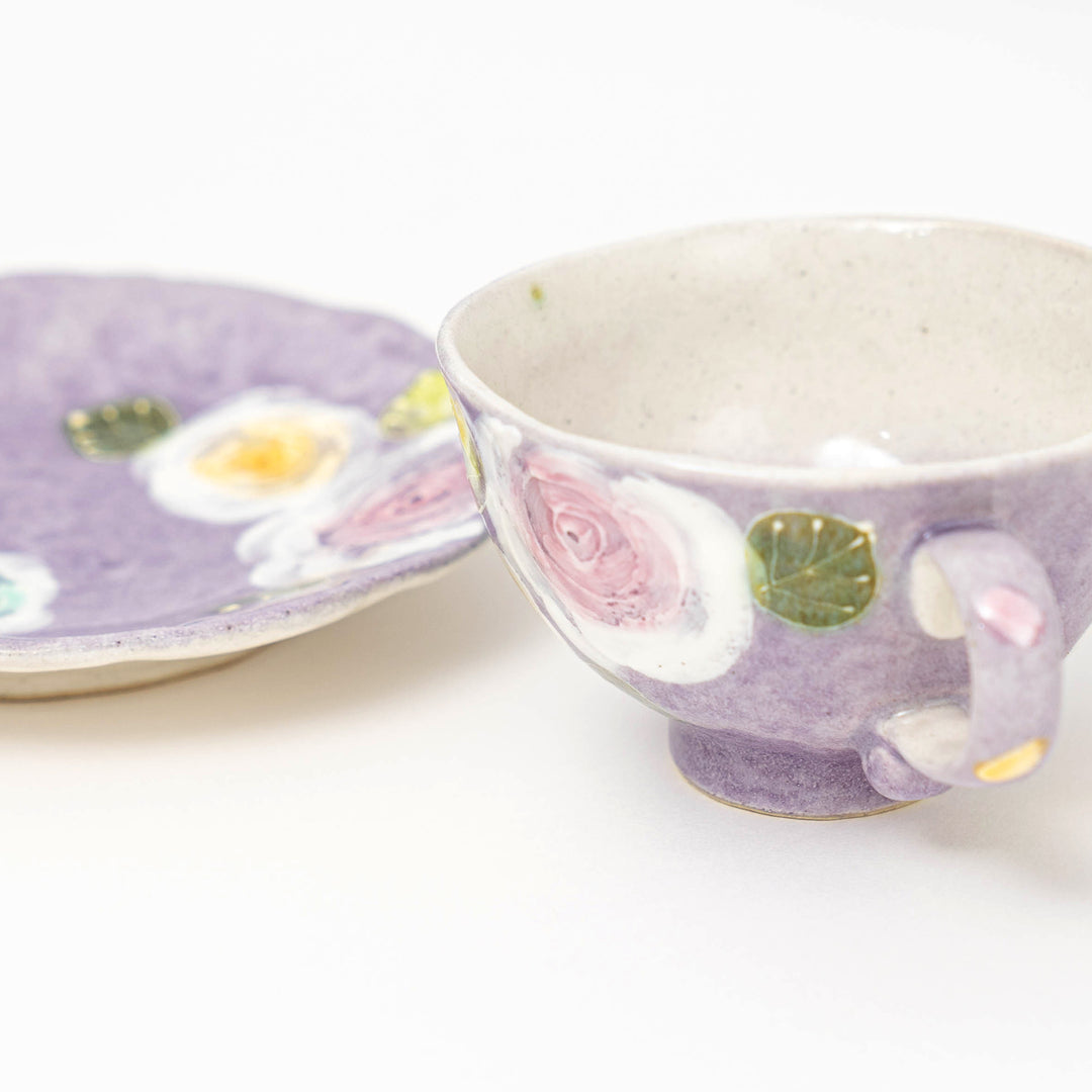 Handcrafted Floral Coffee Cup and Saucer Gift Set