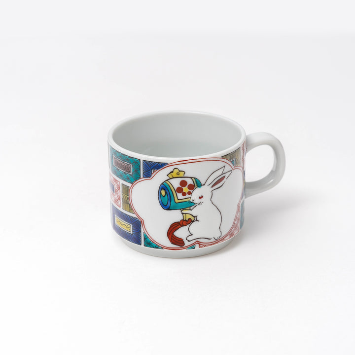 Kutani Ware Hand-painted Zodiac Rabbit Coffee Mug