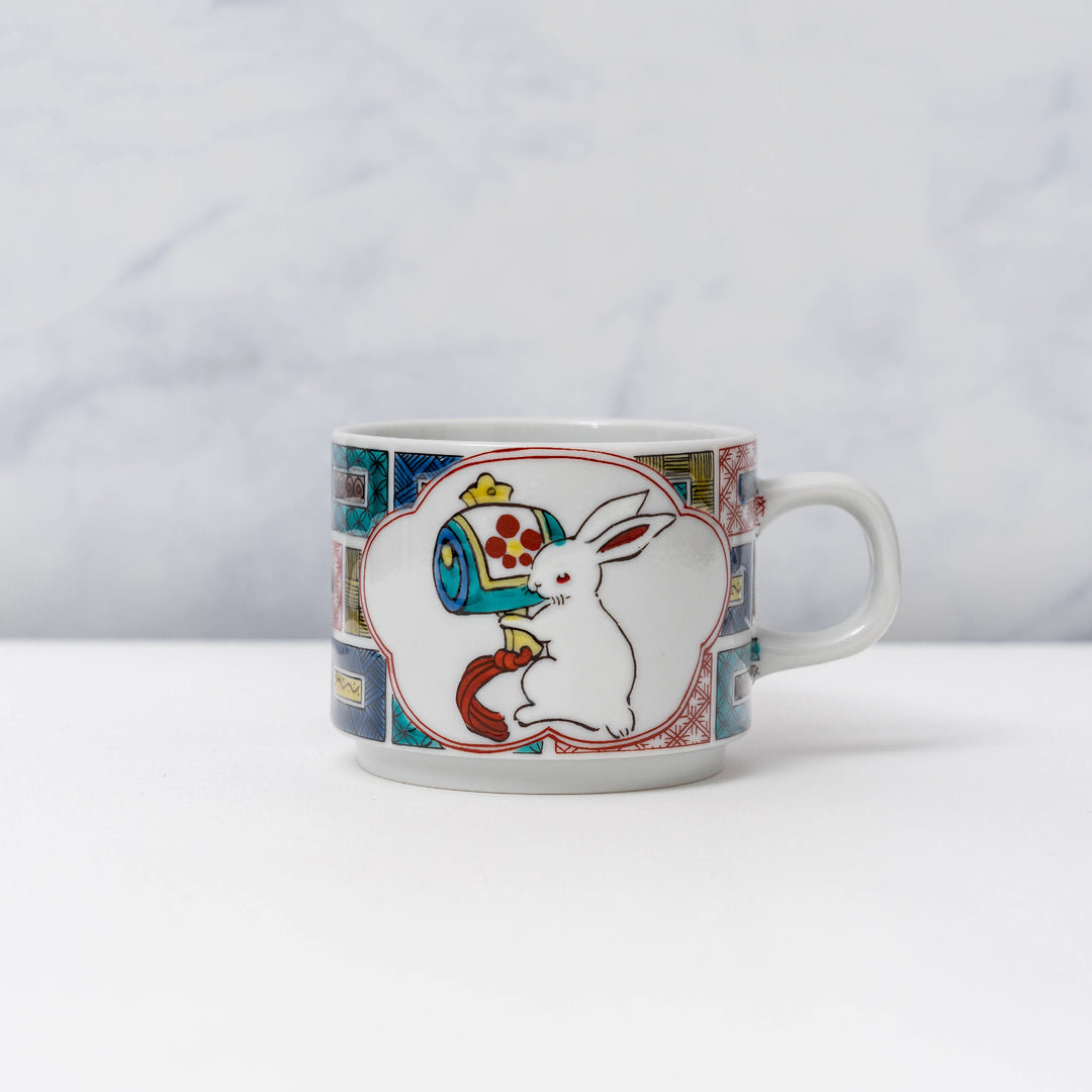 Kutani Ware Hand-painted Zodiac Rabbit Coffee Mug