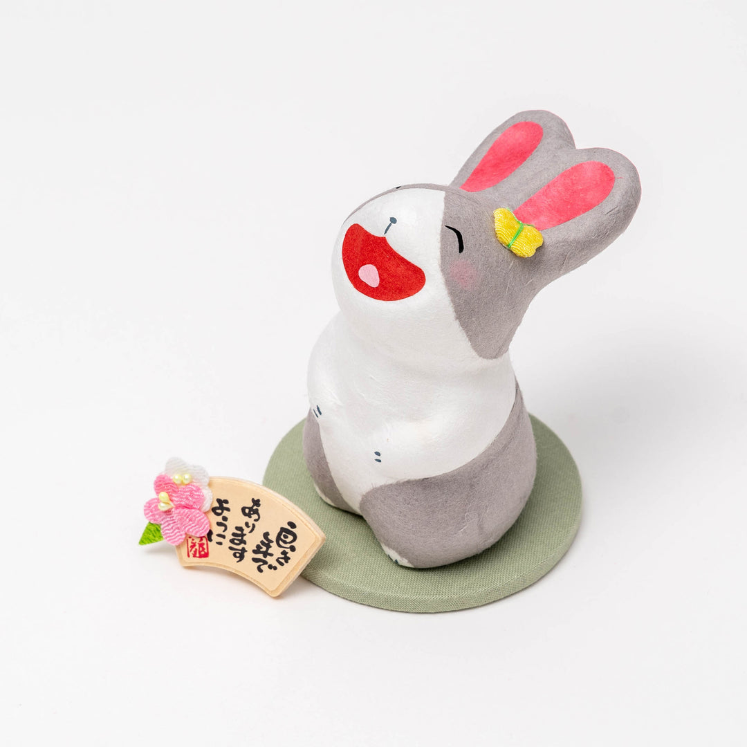 Handcrafted Laughing Rabbit Figure Zodiac Sign Year of Rabbit  R-272