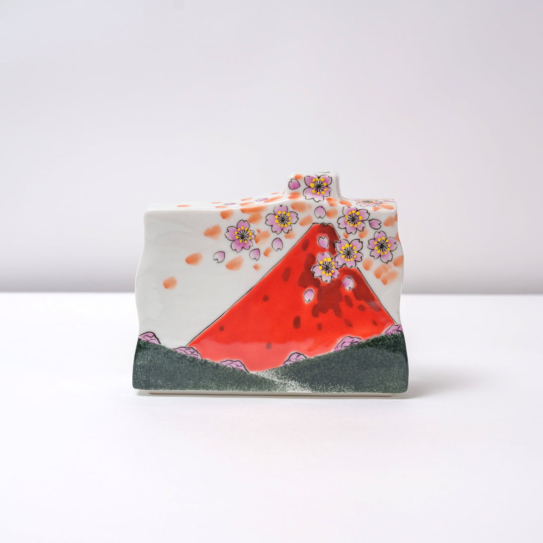 Kutani Ware Hand-Painted Japanese Mountain Fuji Decorative Vase