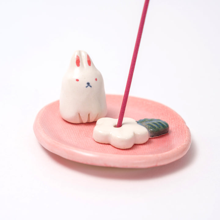 Craftman House Handmade Bunny & Flower Pink Incense Holder