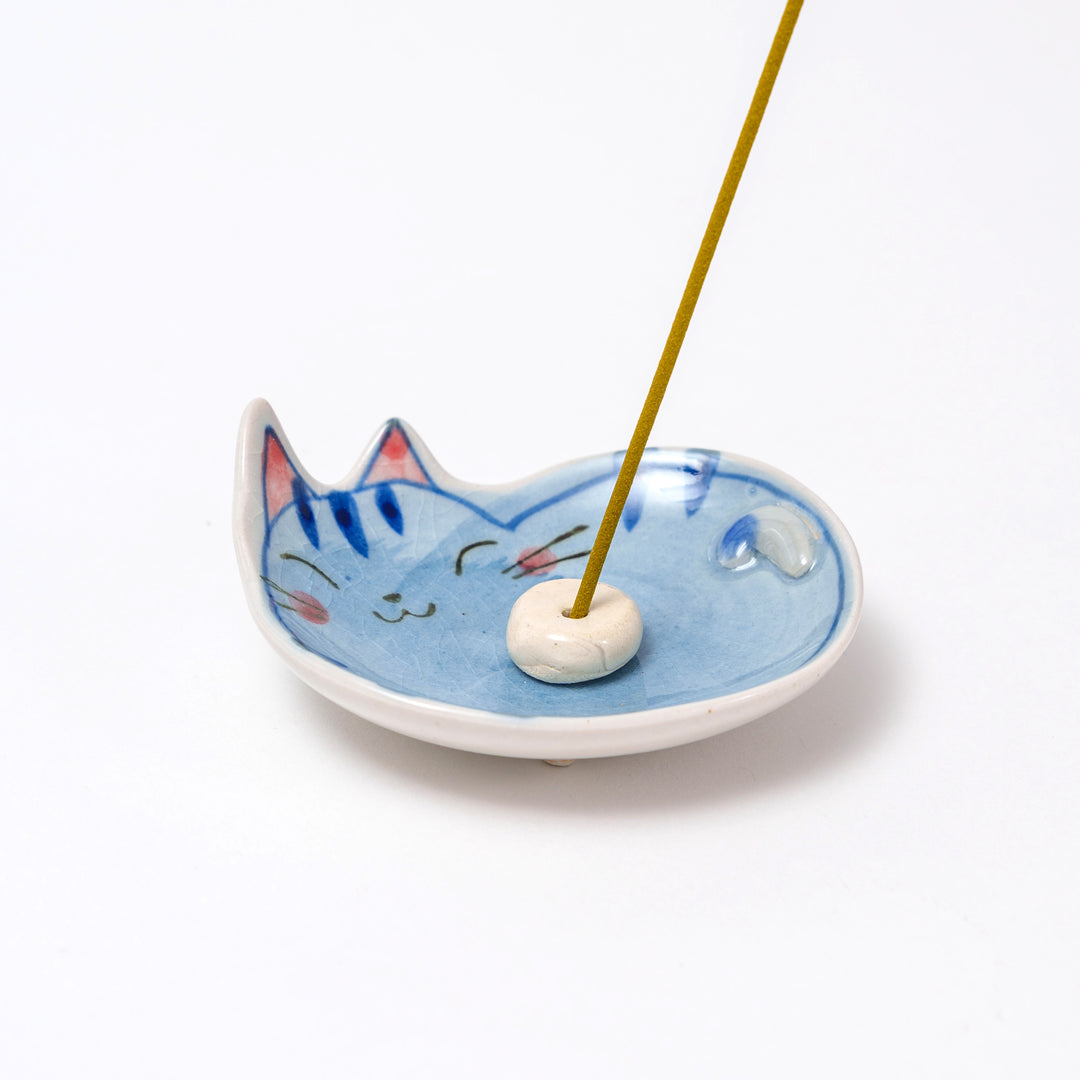 Craftman House - Handcrafted Ceramic Smiling Cat Incense Holder
