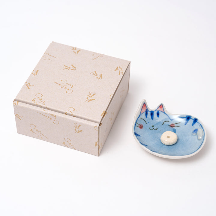 Craftman House - Handcrafted Ceramic Smiling Cat Incense Holder