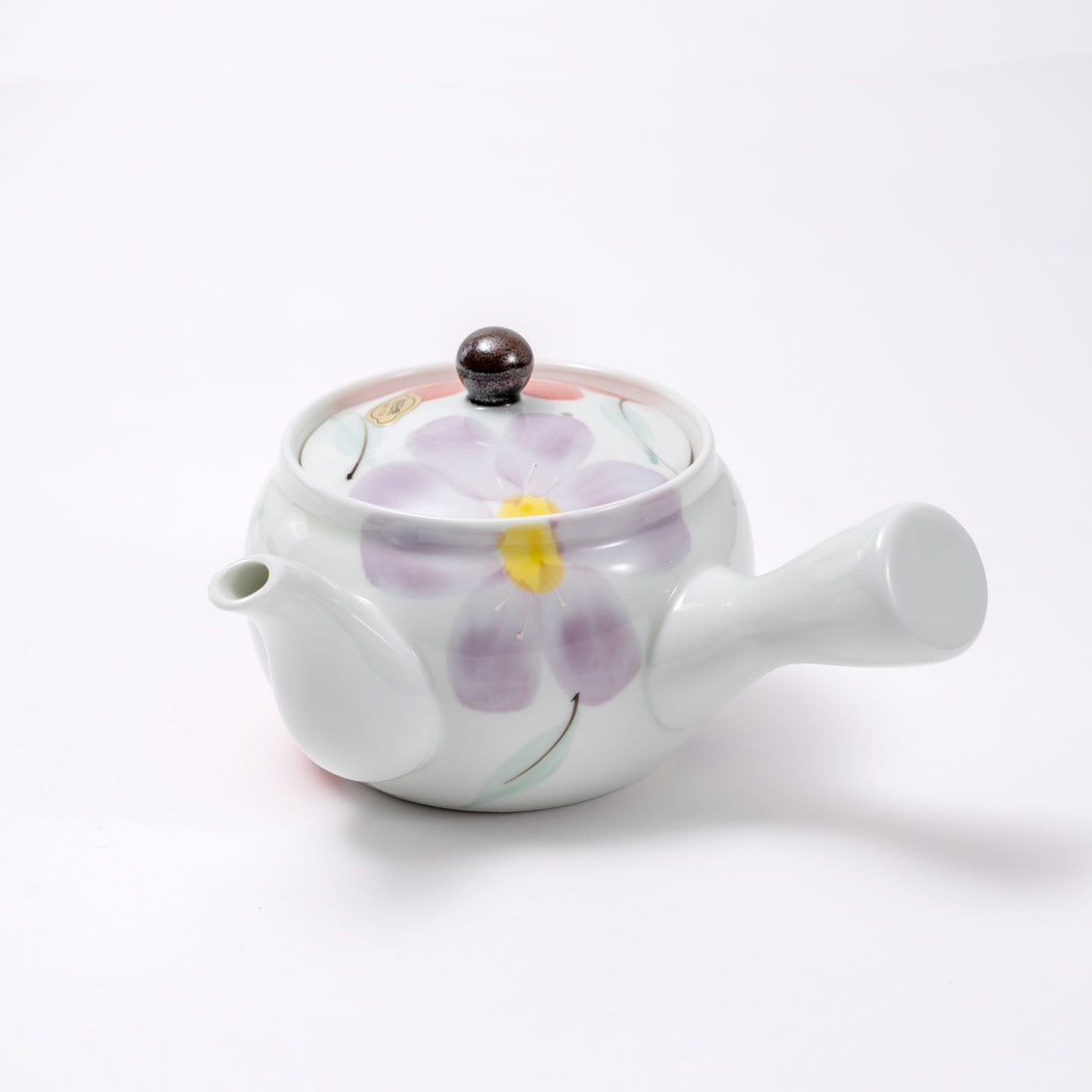 Hand-painted Arita Yaki Floral White Porcelain Teapot/Kyusu - Perfect for Traditional Japanese Tea Ceremony