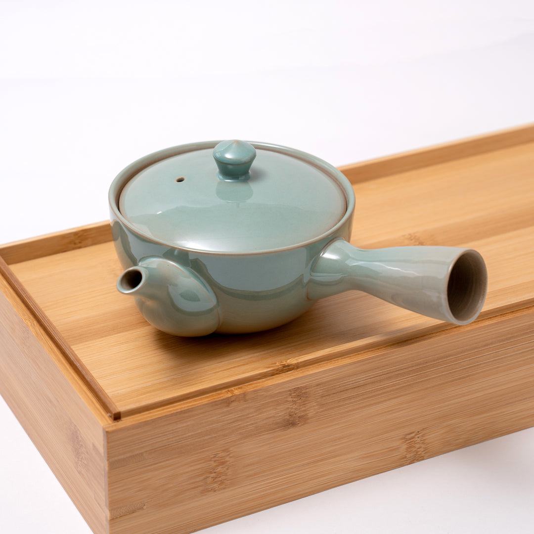 Handmade Banko Yaki Celadon Japanese Teapot/Kyusu - Traditional Japanese Pottery and Unique Design