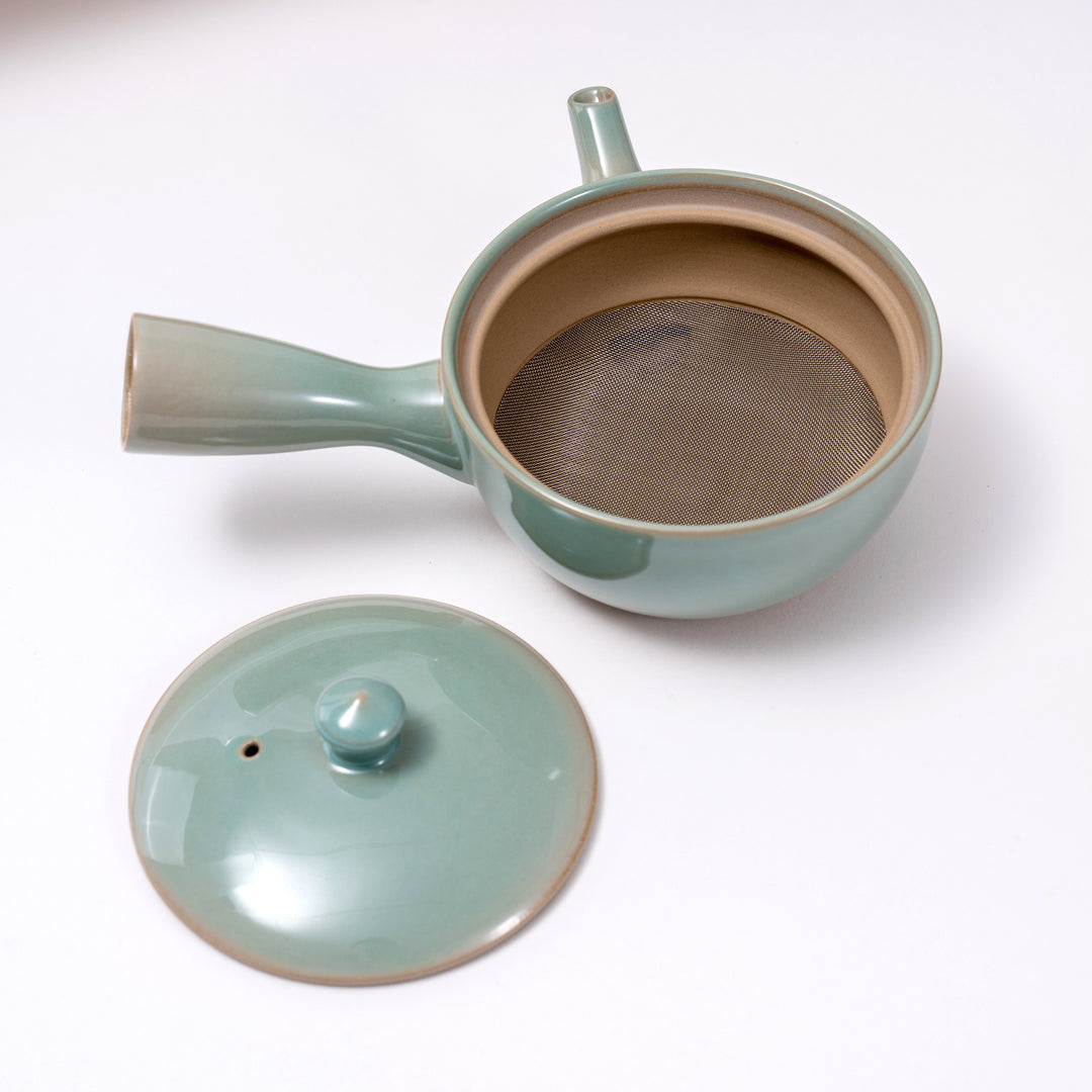 Handmade Banko Yaki Celadon Japanese Teapot/Kyusu - Traditional Japanese Pottery and Unique Design