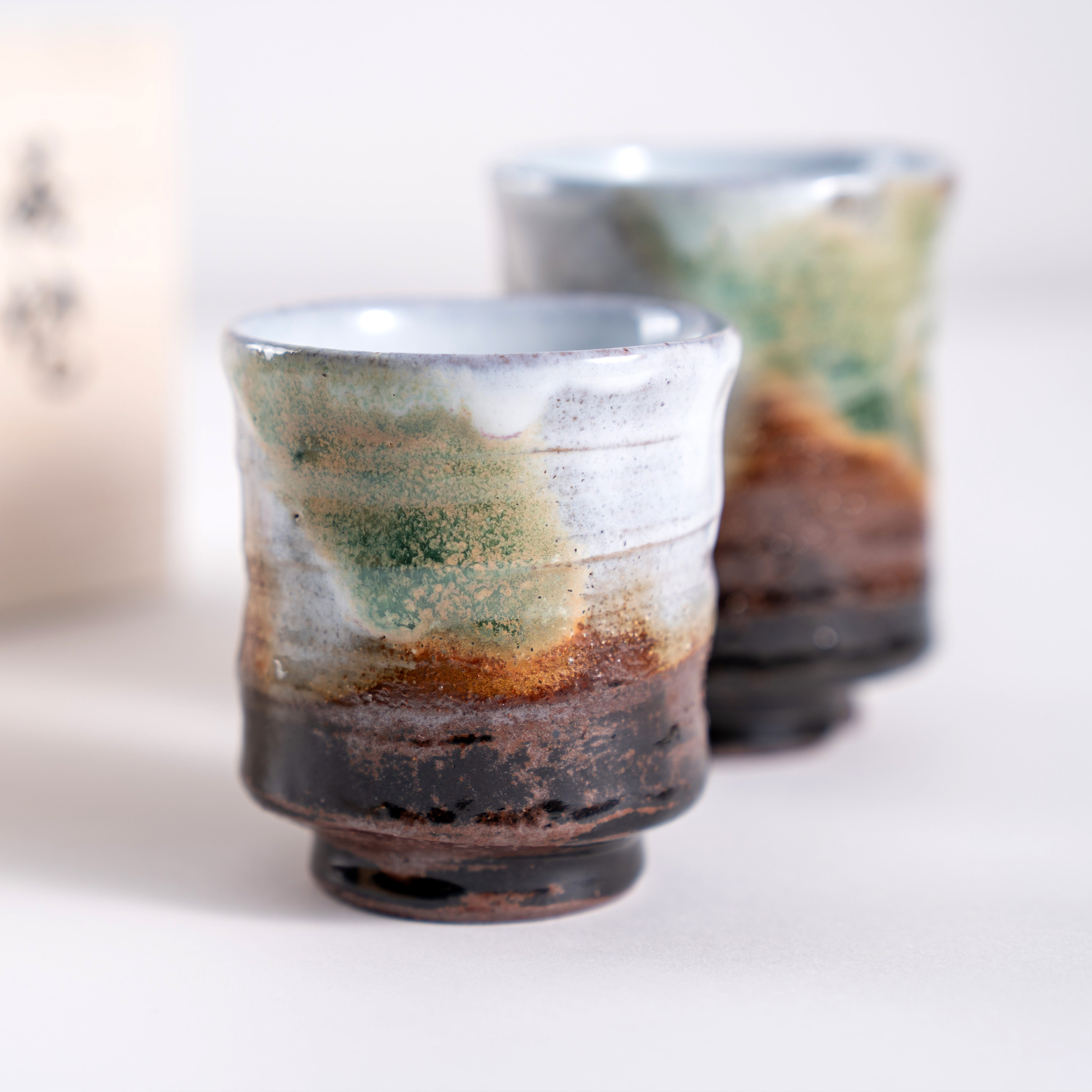 Handcrafted Hagi Ware Tea Cups/Yunomi Set of 2Pcs Presented in a